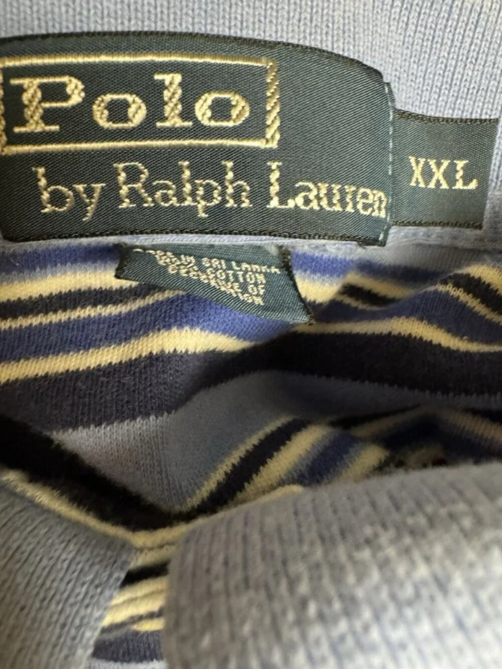 Polo by Ralph Lauren Polo Shirt Mens XXL Blue Striped Cotton Short Sleeve